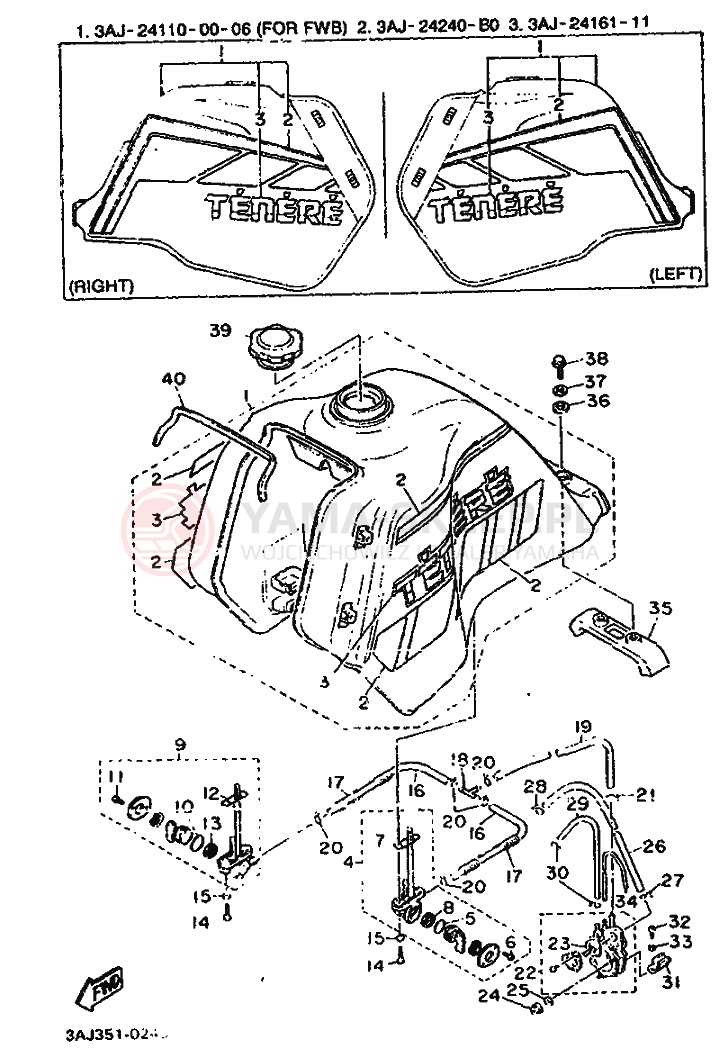 Schemat "zbiornik paliwa" do Yamaha XT600Z TENERE