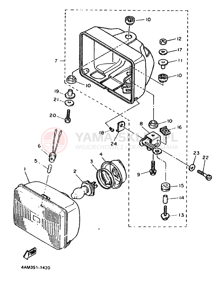 Schemat "Lampa przód" do Yamaha FZX750