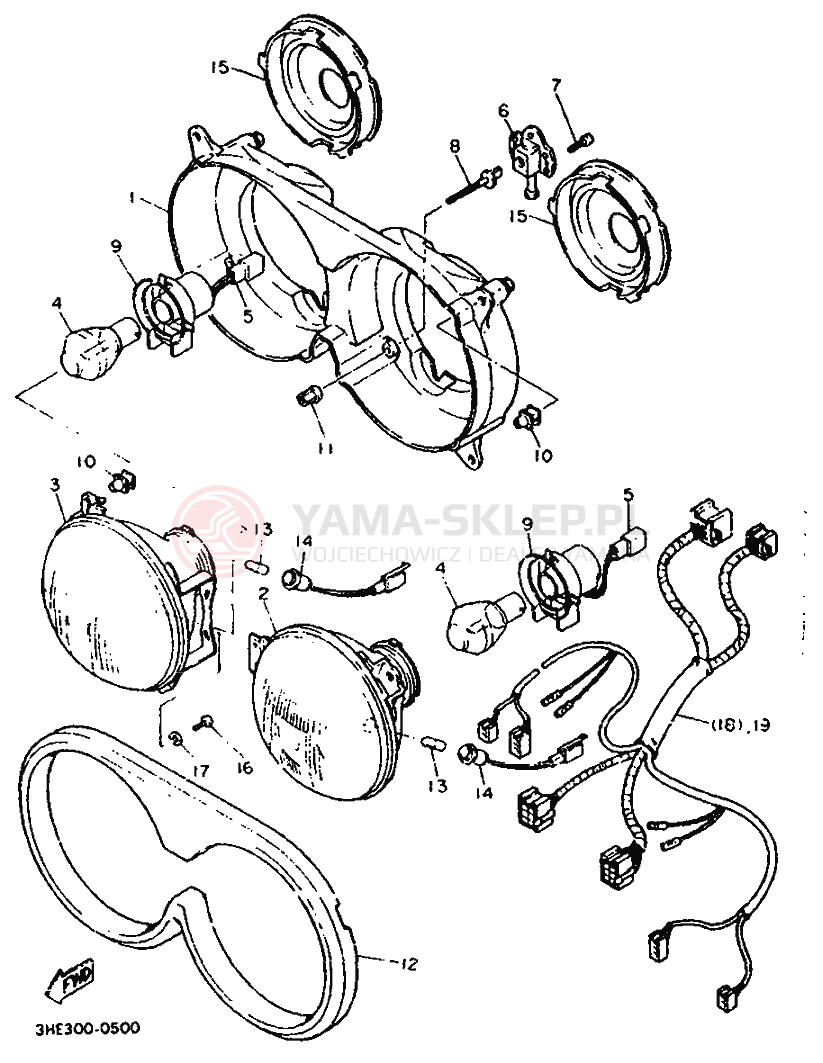 Schemat "Lampa przód" do Yamaha FZR600 GENESIS