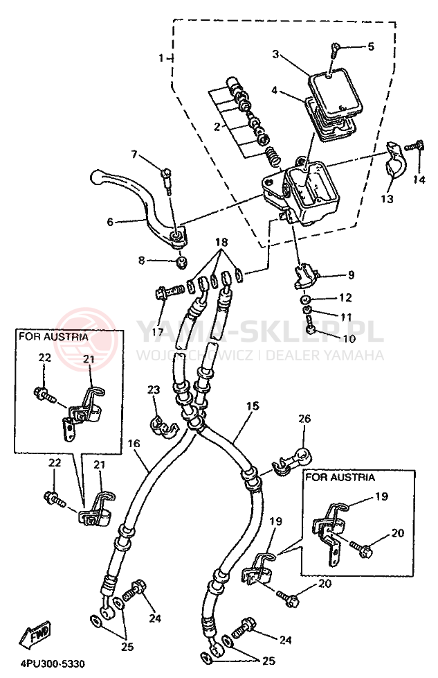 Schemat "Pompa hamulcowa przednia" do Yamaha XJR1200