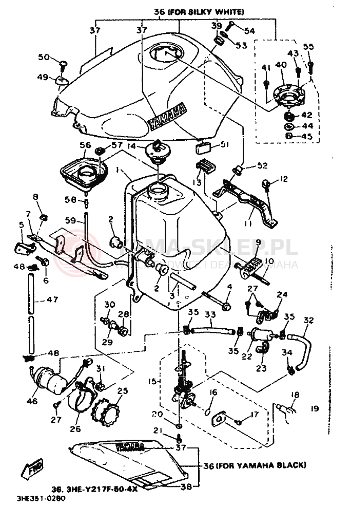 Schemat "zbiornik paliwa" do Yamaha FZR600 GENESIS