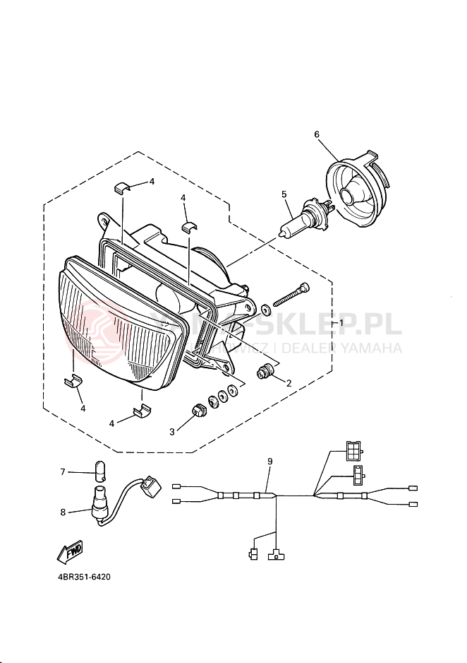 Schemat "Lampa przód" do Yamaha XJ600S DIVERSION