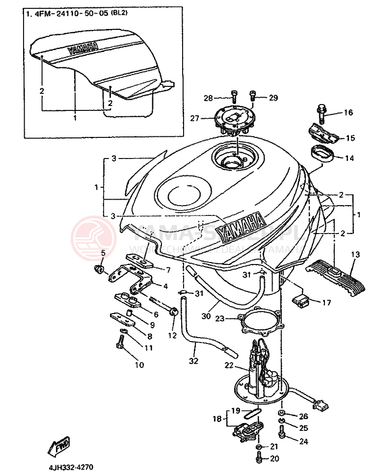 Schemat "zbiornik paliwa" do Yamaha FZR600R