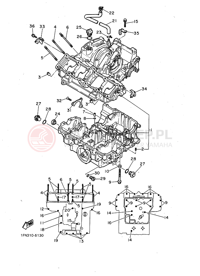 Schemat "Obudowa silnika" do Yamaha FZ750 GENESIS