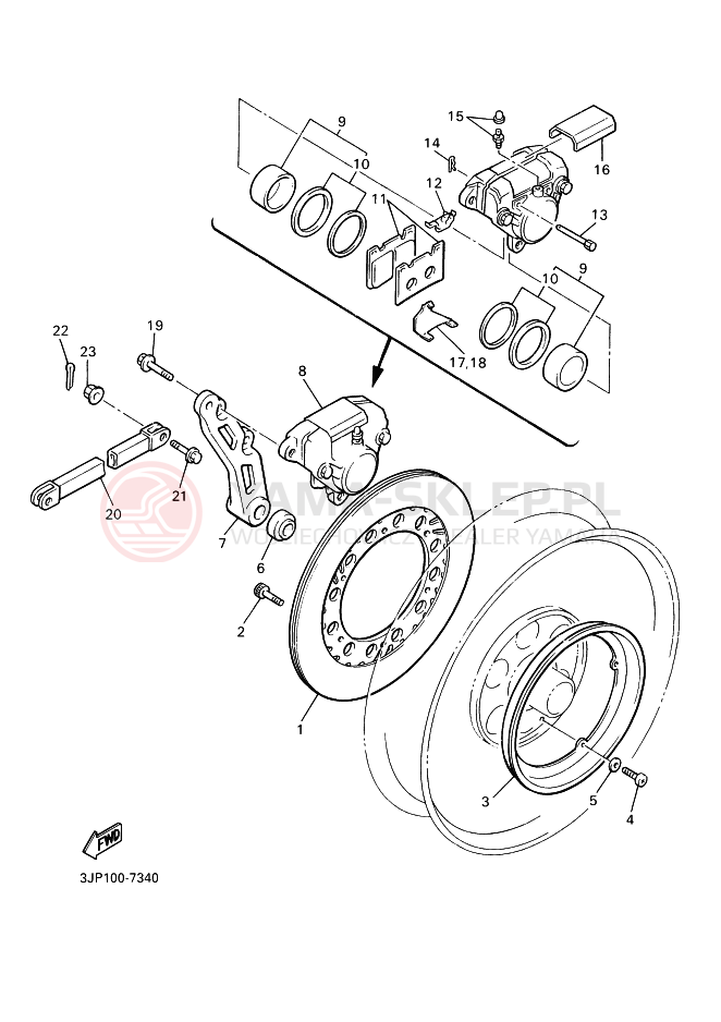 Schemat "Koło tył" do Yamaha VMX12 VMAX