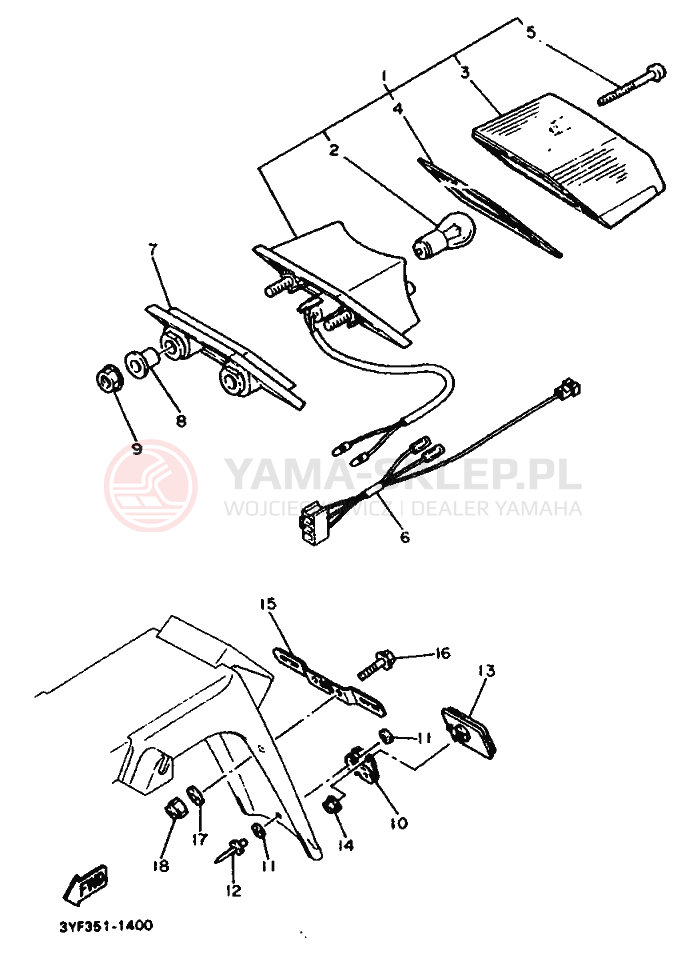 Schemat "lampa tył" do Yamaha XTZ660