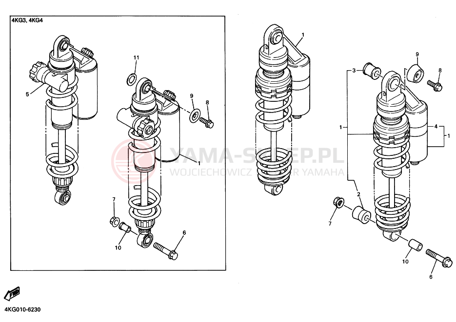 Schemat "zawieszenie tył" do Yamaha XJR1200