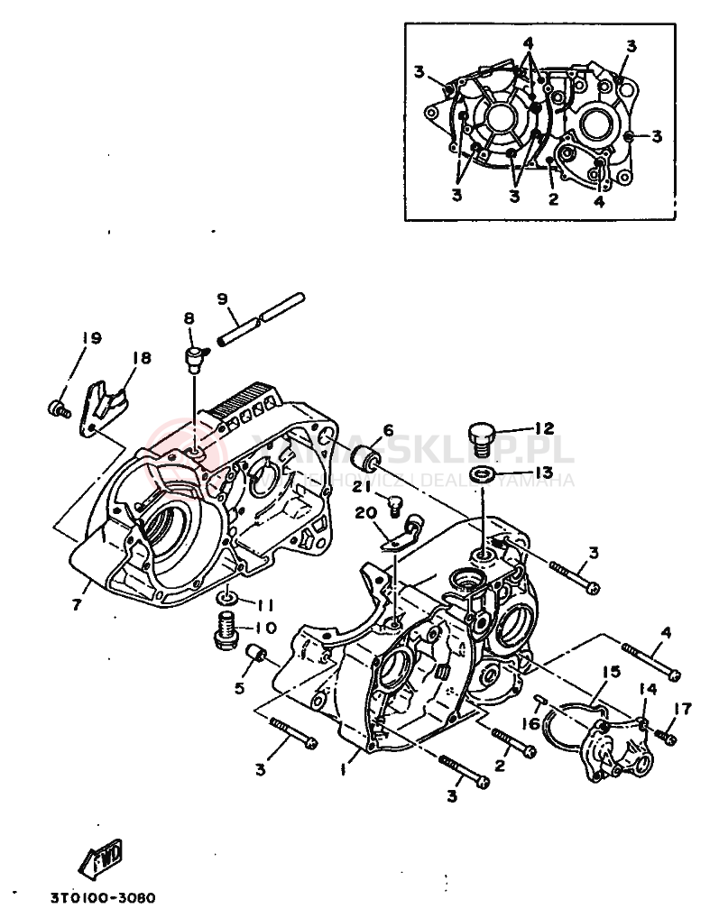 Schemat "Obudowa silnika" do Yamaha RT100