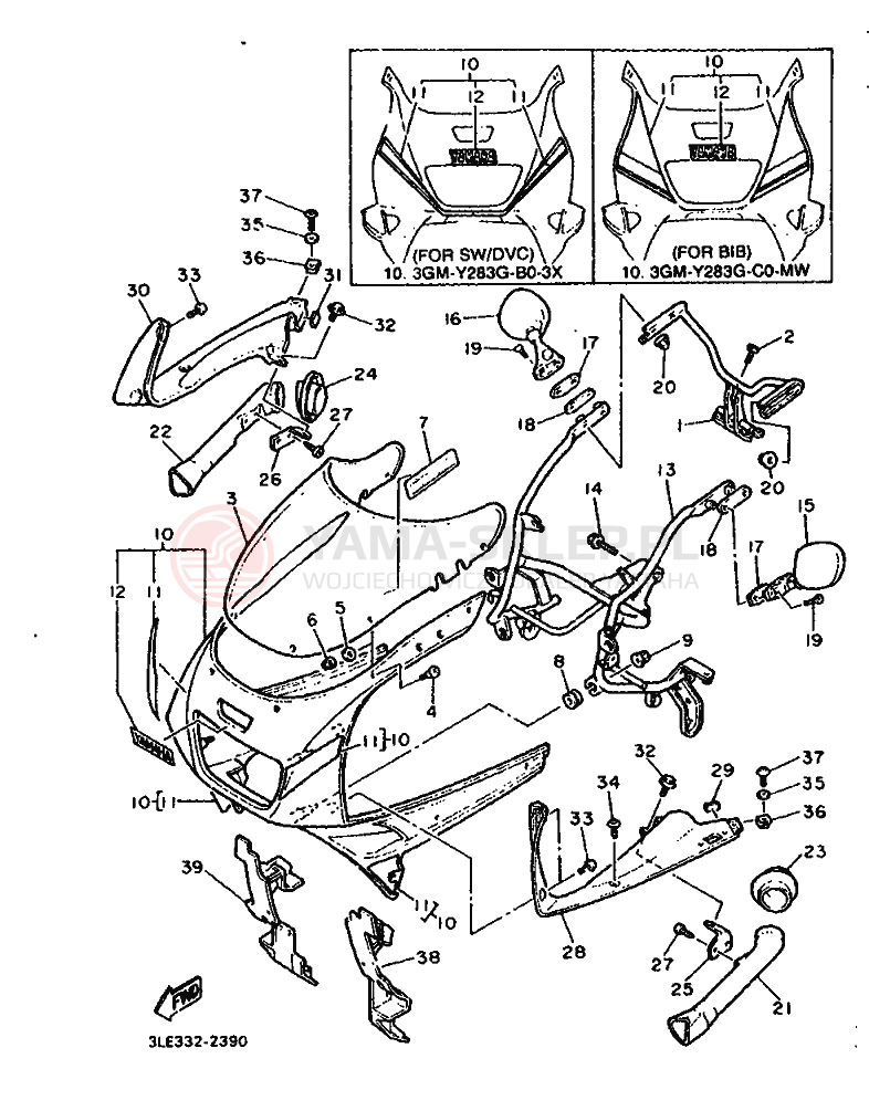 Schemat "Obudowa silnika" do Yamaha FZR1000