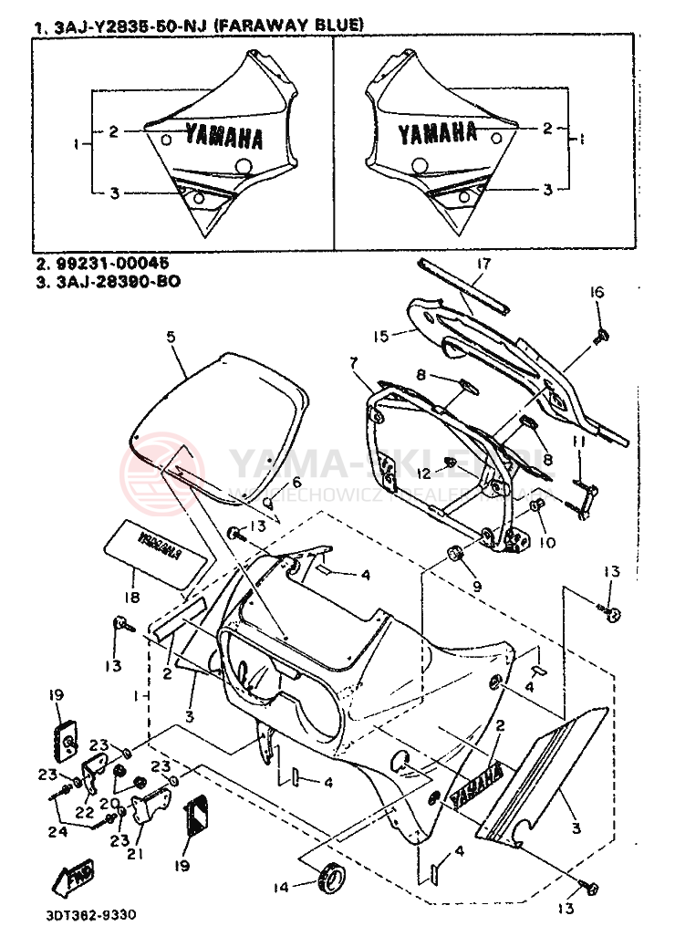 Schemat "elementy nadwozia" do Yamaha XT500Z