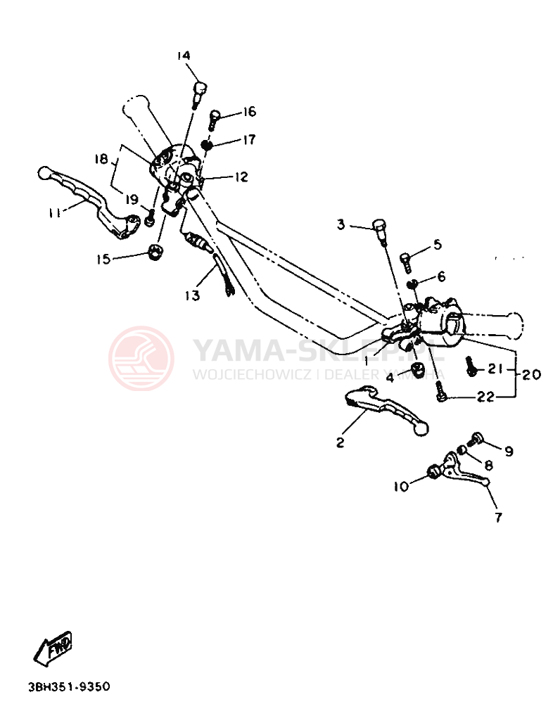 Schemat "Kierownica i osprzęt" do Yamaha XT500