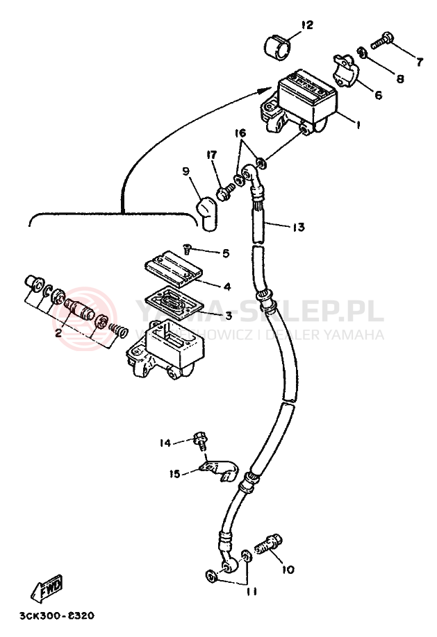 Schemat "Pompa hamulcowa przednia" do Yamaha TDR240