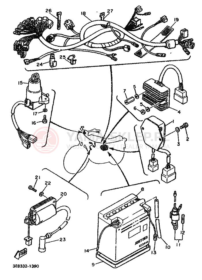 Schemat "układ elektryczny" do Yamaha SR500