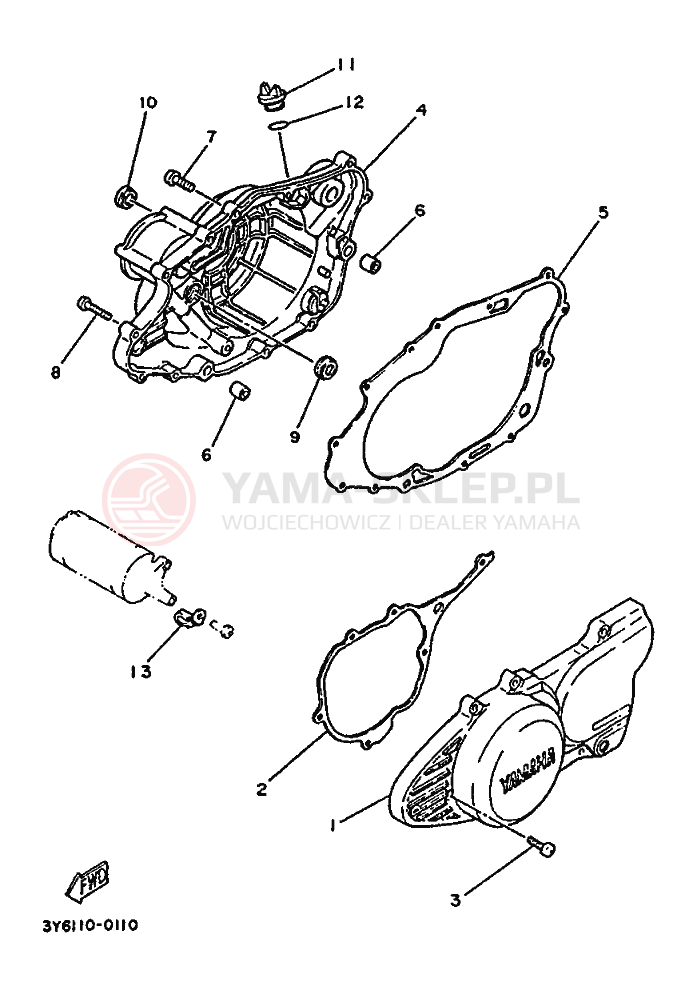 Schemat "Pokrywa silnika" do Yamaha SR250