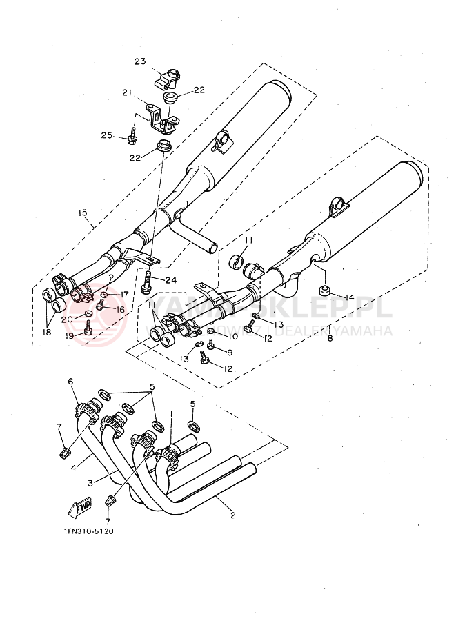 Schemat "Wydech końcowy" do Yamaha FZ750 GENESIS