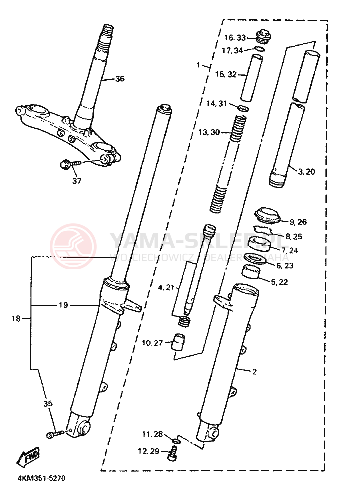 Schemat "Amortyzatory przód" do Yamaha XJ900S DIVERSION