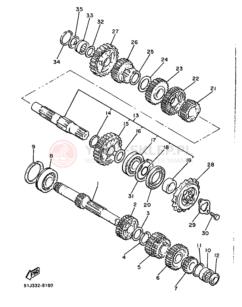 Schemat "Skrzynia biegów " do Yamaha XJ600