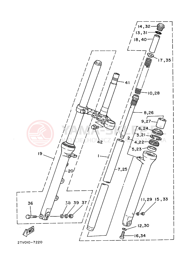 Schemat "Amortyzatory przód" do Yamaha SDR