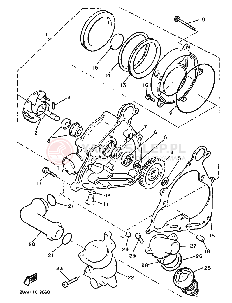 Schemat "Pompa wody" do Yamaha XVZ12TD VENTURE ROYAL