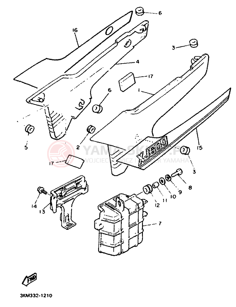 Schemat "Pokrywa boczna" do Yamaha XJ600