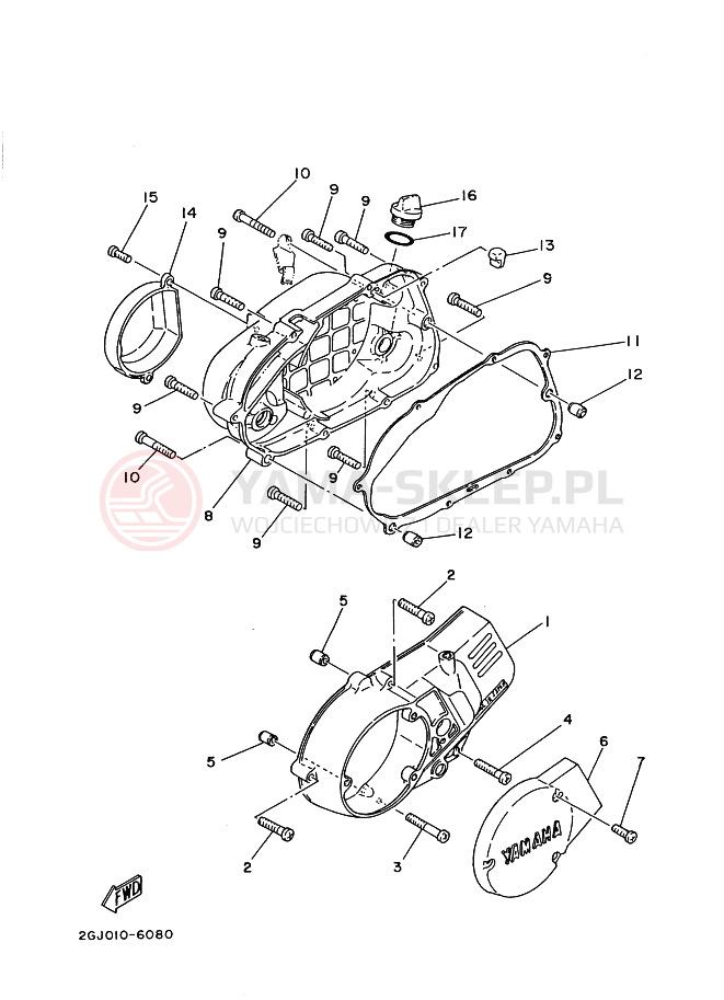 Schemat "Pokrywa silnika" do Yamaha YSR50