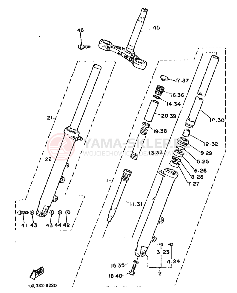 Schemat "Amortyzatory przód" do Yamaha SRX600