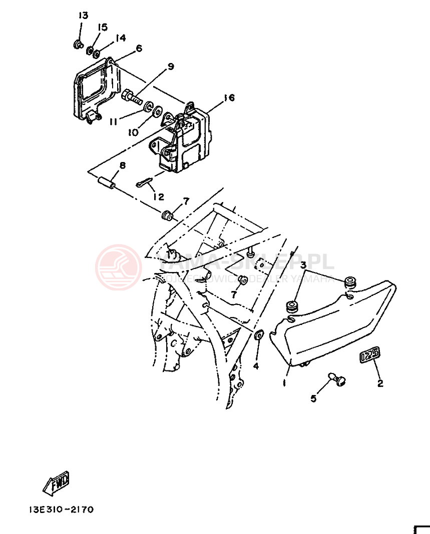 Schemat "Pokrywa boczna" do Yamaha TY125