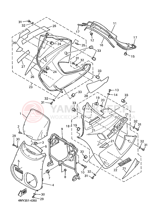 Schemat "Obudowa silnika" do Yamaha XTZ660 TENERE