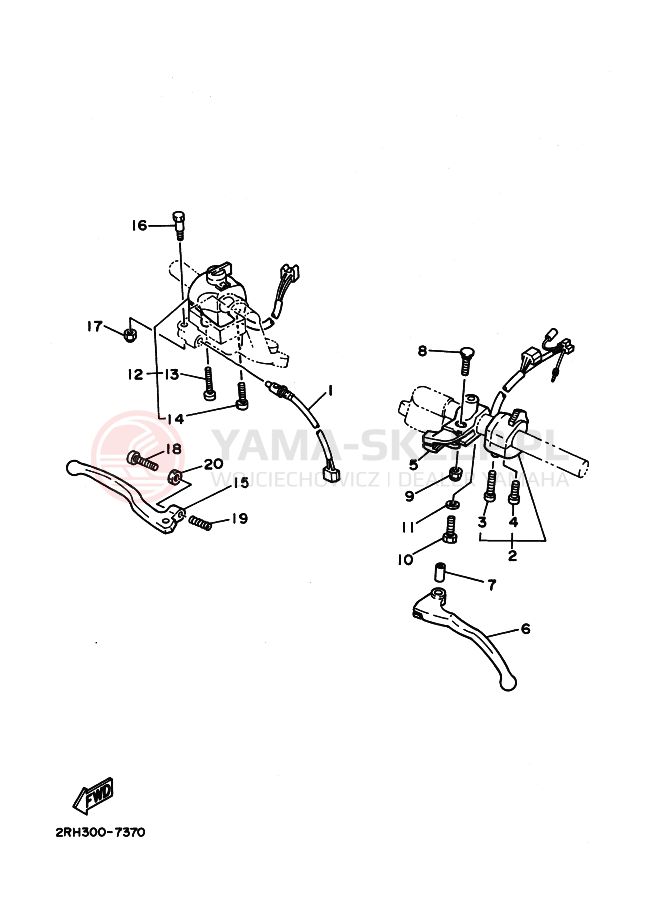 Schemat "Kierownica i osprzęt" do Yamaha TZR125