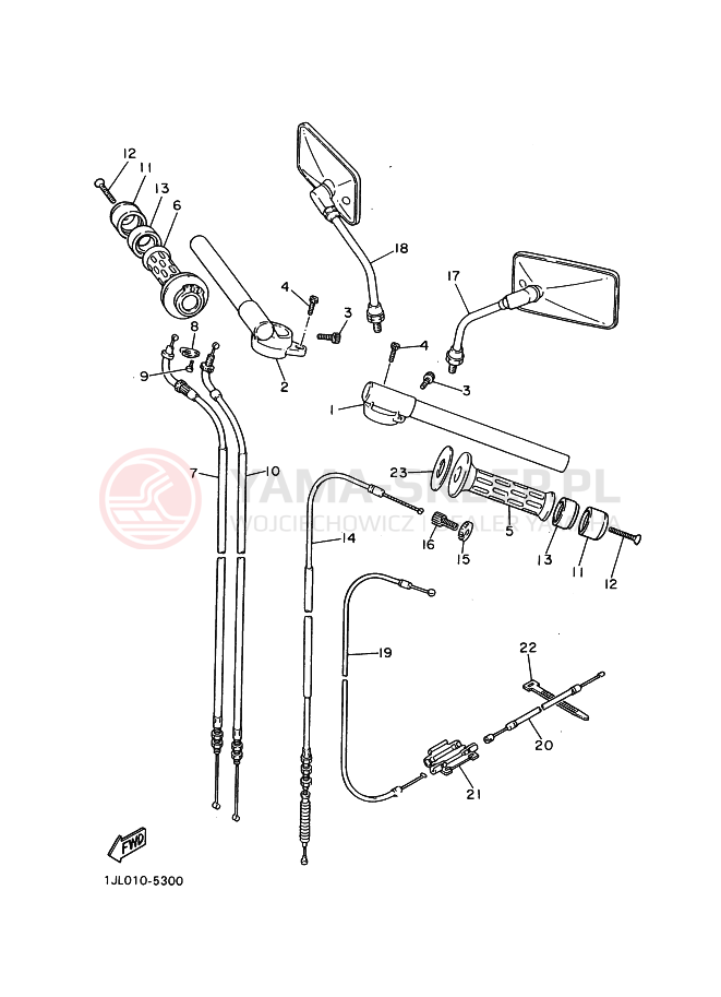 Schemat "Kierownica i osprzęt" do Yamaha SRX400