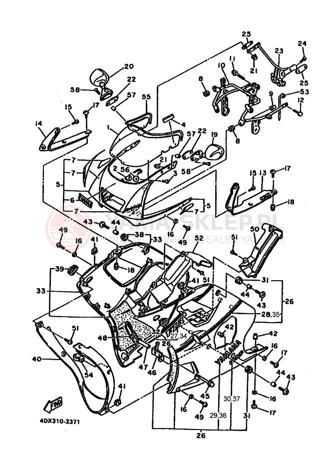 Schemat "Obudowa silnika" do Yamaha FZR400RR