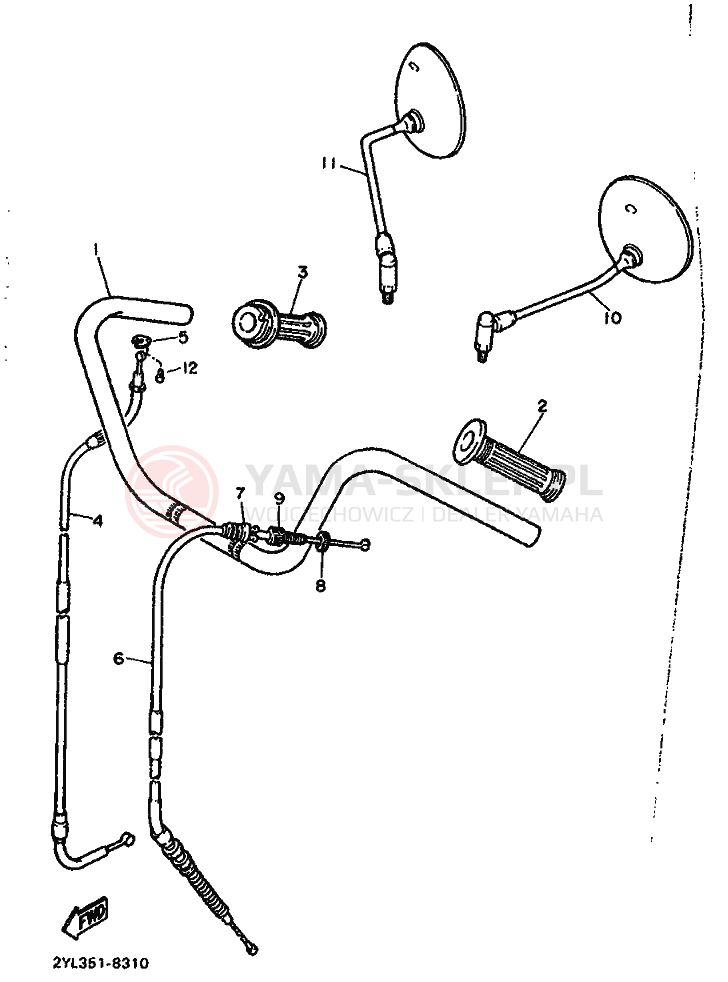Schemat "Kierownica i osprzęt" do Yamaha XV535 VIRAGO