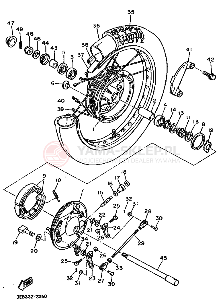 Schemat "Koło przód" do Yamaha SR500