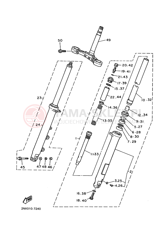 Schemat "Amortyzatory przód" do Yamaha SRX400