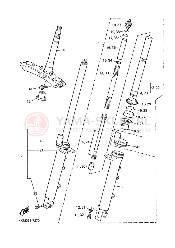 Schemat "Amortyzatory przód" do Yamaha XJ900S DIVERSION