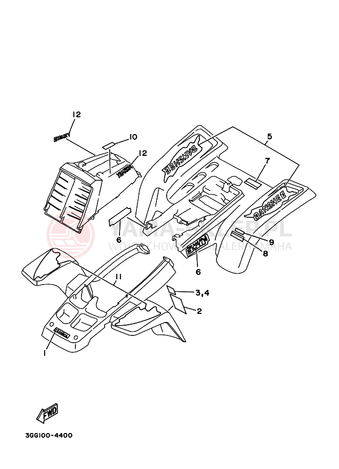 Schemat "naklejki" do Yamaha YF350Z