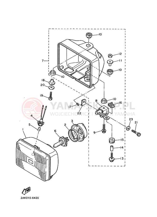Schemat "Lampa przód" do Yamaha FZX750