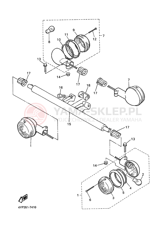 Schemat "kierunkowskazy" do Yamaha XVZ1300A ROYALSTAR