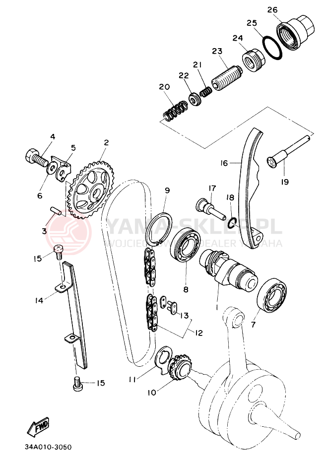 Schemat "Rozrząd - łańcuszek" do Yamaha SR400
