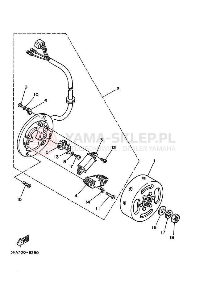 Schemat "prądnica" do Yamaha AG100F