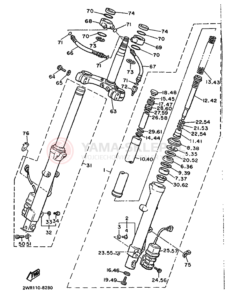 Schemat "Amortyzatory przód" do Yamaha XVZ13TD VENTURE ROYAL