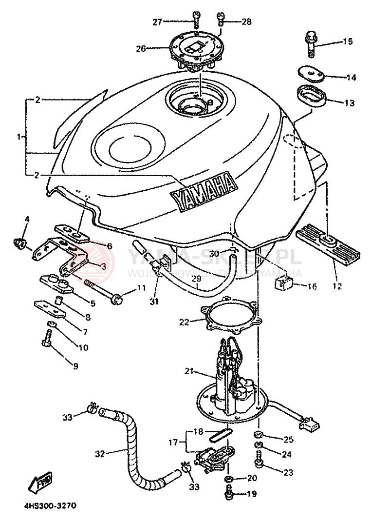 Schemat "zbiornik paliwa" do Yamaha YZF750SP