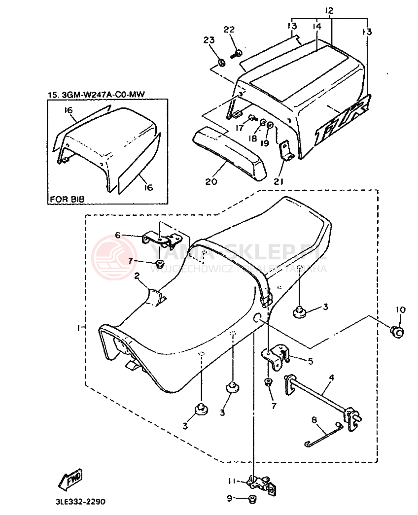 Schemat "siedzenie" do Yamaha FZR1000