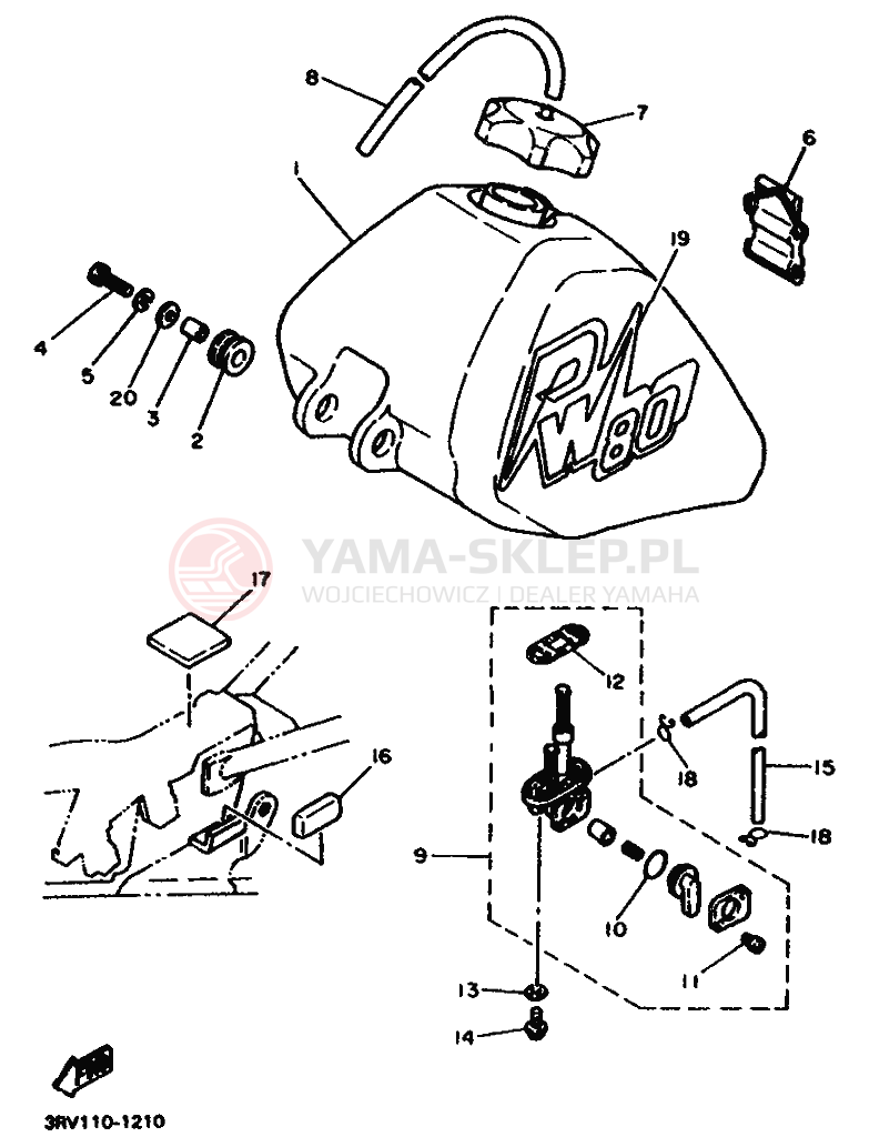 Schemat "zbiornik paliwa" do Yamaha PW80