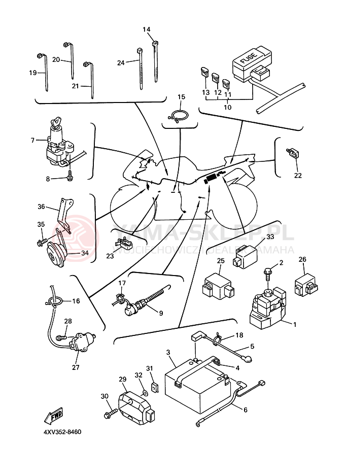 Schemat "układ elektryczny" do Yamaha YZF-R1 R1