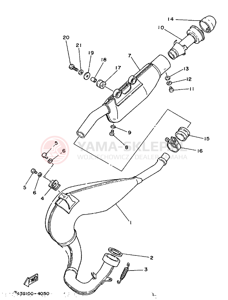 Schemat "Wydech końcowy" do Yamaha IT200S