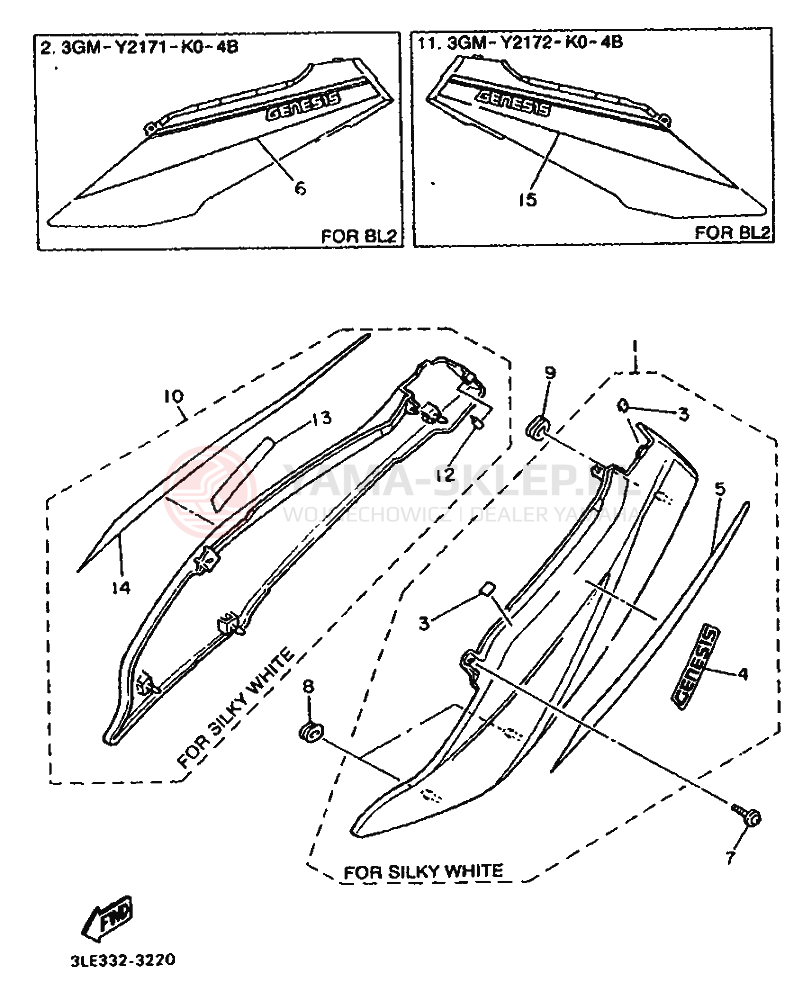 Schemat "POKRYWA BOCZNA I ZBIORNIK OLEJU" do Yamaha FZR1000