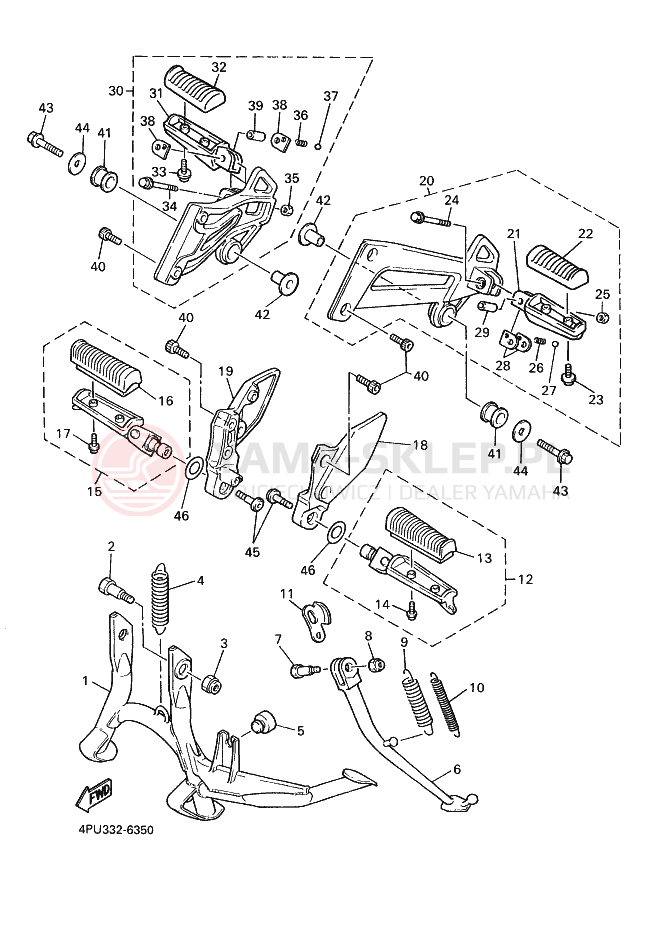 Schemat "Stopka postojowa i podnóżki" do Yamaha XJR1200