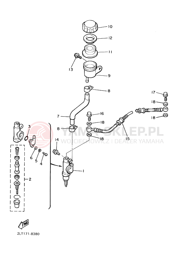 Schemat "Pompa hamulcowa tył" do Yamaha VMX12 VMAX