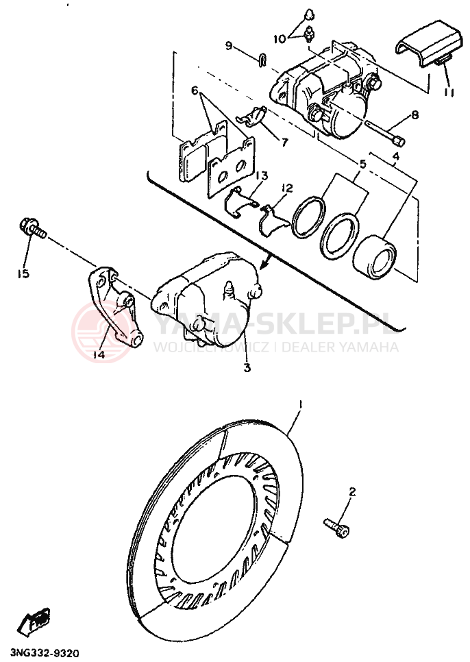 Schemat "Zacisk hamulcowy tylny" do Yamaha XJ900